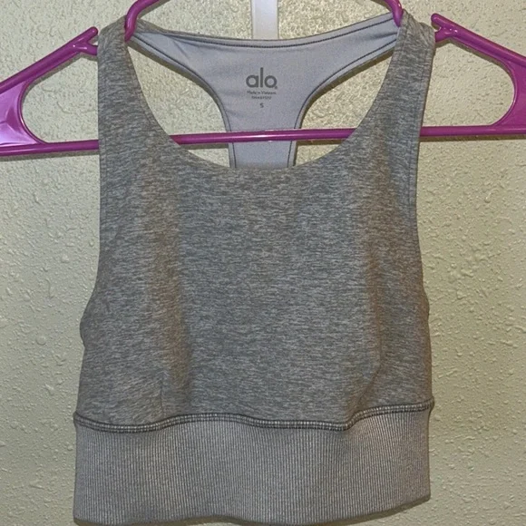 ALO Yoga Heather Gray Sports Bra - Picture 1 of 4